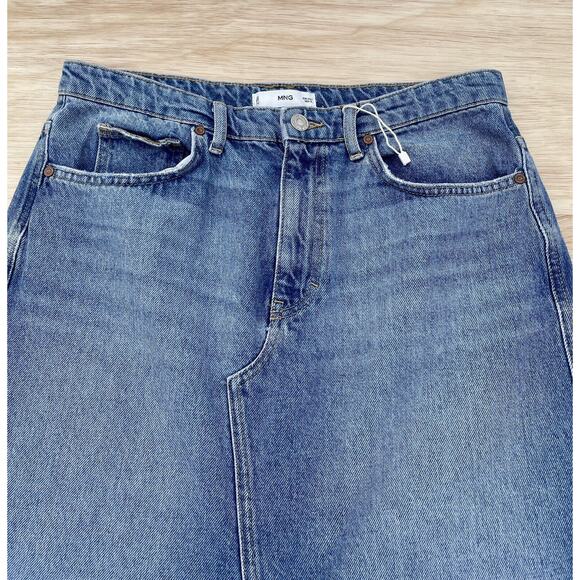 MNG Mango Jean‎ Skirt Women's Slit Distressed Women's Blue Size: Large (L) - Picture 3 of 6